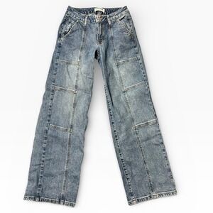 RSQ Wide Leg Carpenter Jeans Pants Size 24 Baggy Loose Fit Skater Grunge Utility